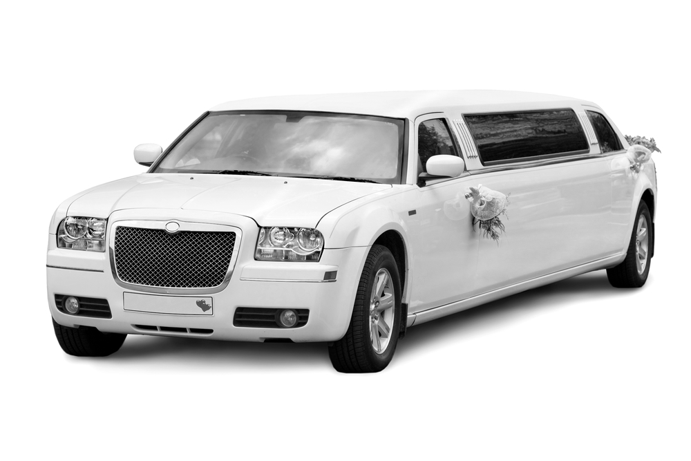 Wedding limousine isolated over white background